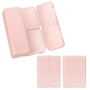 lot 12109 image: FYY Daily Pill Organizer,2 Pcs 7 Compartments Portable Pill Case Travel Pill Organizer,Folding Design Pill Box for Purse Pocket to Hold Vitamins,Cod Liver Oil,Supplements and Medication-Pink