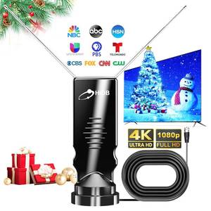 lot 12110 image: HIDB Indoor TV Antenna - Ultra HD 4K1080p Digital TV Antennas for Local Channels, Enhanced Rabbit Ear Design with Smart Signal Booster, Works with All Smart TVs, Easy Setup, No Monthly Fees