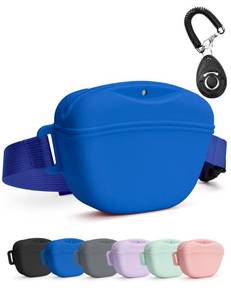 lot 12112 image: heouvo Dog Treat Pouch with Training Clicker, Upgrade Stronger Magnetic Closure to Avoid Spilling, 1.67 Cup Silicone Treat Bag Fanny Pack with Waist Belt for Pet Training Walking (Blue)