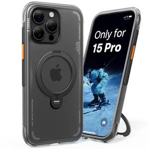 lot 12128 image: TORRAS Ostand Q3 Air for iPhone 15 Pro Case with 360 Magnetic Stand, Fit for MagSafe, Mil-Grade Drop Tested, Camera Control Button, Shockproof Phone Case for iPhone 15 Pro 6.1, Shadow Black