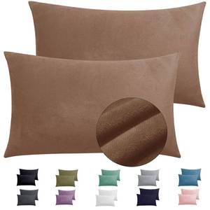lot 12130 image: 2 Pack Zippered Velvet Standard Pillowcases, Super Soft and Cozy Luxury Fuzzy Flannel Pillow Cases with Zipper, 20x26 Inches, Brown