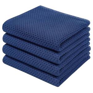 lot 12169 image: Homaxy 100% Cotton Waffle Weave Kitchen Dish Towels, Ultra Soft Absorbent Quick Drying Cleaning Towel, 13 x 28 Inches, 4-Pack, Navy Blue
