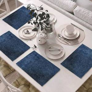 lot 12174 image: Luxury Gray Velvet Placemats Set of 4-13x18 Inches Solid Design Soft Cotton Fabric Table Mats, Easy Wash - Ideal for Kitchen, Party Dining Table & Coffee Table Decor