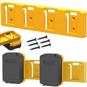 lot 12183 image: Battery Rack Compatible with DeWalt 20V Battery Holder, Mount 4 Slot Bulk Battery Garage Tool, Tools for Dewallt 20v , Wall Display Hook Holder (Yellow-1pc)