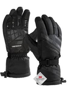 lot 12198 image: TRENDOUX Winter Gloves for Men Cold Weather Waterproof Snow Women Wind Water Proof Womans Glove with Warm Velvet Touch Screen Fingers for Snowboarding Unisex Working Hiking Walking - Black M