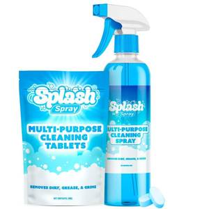 lot 12208 image: Splash Spray Multi-Purpose Cleaning Tablets - 5x Cleaning Tablets and Bottle Spray - Mix with Warm Water (Used)