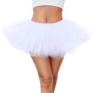 lot 12213 image: Women 5 Layers Tutu Fluffy Dance Ballet Bubble Skirt Puffy Elastic Tulle Short Skirts Halloween Christmas Costume White