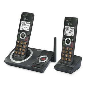 lot 16111 image: AT&T 2-Handset Expandable Cordless Phone with Unsurpassed Range  Smart Call Blocker and Answering System  CL82219 (Black)