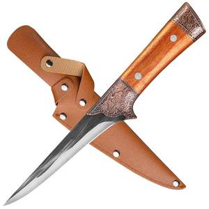 lot 16115 image: QEGNOBOK 6 Inch Boning Knife - Curved Semi-Stiff Blade for Meat Cutting, Filleting & Deboning, Ultra Sharp Butcher Knife with Non-Slip Ergonomic Handle for Chefs, Home Kitchen & Culinary Use