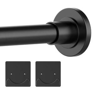 lot 16121 image: Thestoa Shower Curtain Rod Adjustable 30-68 with Holder, Anti-Rust Shower Rod & Spring Tension Shower Rod No Drill, Black Shower Curtain Rod for Bathroom Tension Rod