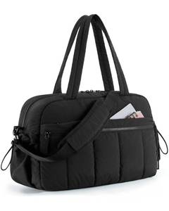 lot 16124 image: BAGSMART Duffle Bag for Travel, Gym Bag for Women with Wet Pocket, Carry on Weekender Bags for Women, Water Resistant Travel Bag Duffel Bag, Black
