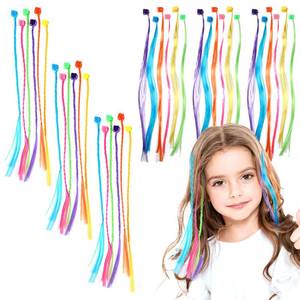 lot 16132 image: Vin Beauty 36 Pack Colored Hair Extensions for Girls, Clip-In, 33cm Length, Pink, Blue, Purple, Orange, Green, Yellow, Braid & Straight Styles