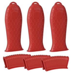 lot 16141 image: Joyhalo Cast Iron Handle Cover, 6 Pack Silicone Pot Handle Cover Heat Resistant, Pan Handle Sleeve for Cast Iron Skillet, Silicone Cast Iron Handle Grip for Pots and Pans, Wine