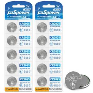 lot 16146 image: Fuspower CR2025 3V Lithium Battery CR 2025 CR2025 Battery for Car Remote Key (10 Count (Pack of 1))