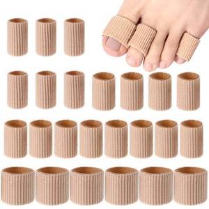 lot 16150 image: Blulu 24 Pieces Toe Tubes 0.98 Inches Cushion Tube Corn Pads for Toes Sleeves Soft Gel Protectors for Cushions Corns Blisters Calluses 3 Size(Skin Color,Assorted Sizes)