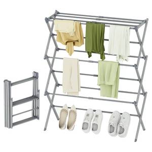lot 17453 image: STARLATTA Foldable Drying Rack Clothing, 3-Tier Portable Clothes Drying Racks for Indoor & Outdoor, Anti-Rust Compact Laundry Rack Collapsible, Grey 28 D x 10 W x 35 H