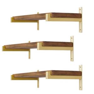 lot 17457 image: 6 Pcs Heavy Duty Shelf Brackets 10 Inch Wall Mounted Industrial Metal Shelving Supports with Lip Gold