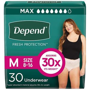 lot 17463 image: Depend Fresh Protection Adult Incontinence & Postpartum Underwear for Women - Maximum Absorbency - M - Blush - 30ct