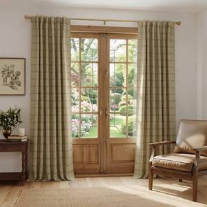 lot 17464 image: NICETOWN 100% Blackout Plaid Farmhouse Curtains 84 Inch Long 2 Panels Set for Living Room Bedroom Checkered Drapes Thermal Insulated Privacy Protection Rod Pocket Back Tab, 52 W, Burlap