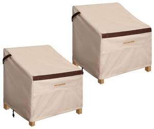lot 17469 image: PATIOASIS 40W x 40D x 36H Oversized Outdoor Recliner Chair Cover 2 Pack, Patio Adirondack Deep Seat Single Armchair Waterproof Fade-Resistant Beige Lawn Deck Furniture Cover