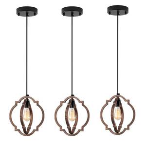lot 17492 image: MWZ 3 Pack Farmhouse Pendant Lights Kitchen Island,Rustic 1-Light Small Distressed Wood Chandelier Light Fixture for Dining Room,Adjustable Hanging Light Fixture for Living Room Bedroom Foyer