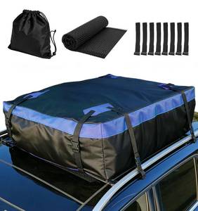 lot 17505 image: Cyfie Car Rooftop Cargo Carrier Bag, 15 Cubic Feet Waterproof Heavy Duty 420D Oxford Cloth Car Roof Luggage Cargo Storage Bag for All Vehicles withWithout Rack, Includes Anti-Slip Mat, 8 Door Hooks
