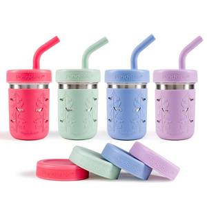 lot 18066 image: Pandaloo� Smoothie Cups for Kids - Stainless Steel Toddler Tumbler with Straw, Sippy Cup for Smoothies - BPA-Free, Toddler Snack Cups, 10 oz (only 3 cups)