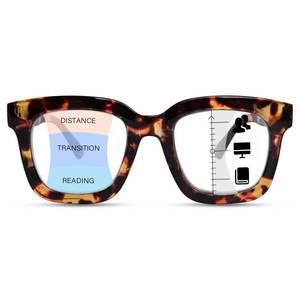 lot 18072 image: OPTOFENDY Progressive Multifocal Reading Glasses for Women, Oversized Square Blue Light Computer Readers with Spring Hinge, Tortoise 2.0