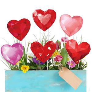 lot 18096 image: Bucherry 12 Pcs Valentines Day Diamond Heart Shape Planter Stakes 3D Effect Heart Decorative Garden Yard Stakes Valentines Flower Pots Signs for Home Anniversary Party Outdoor Lawn Decor