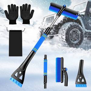lot 18139 image: COFSODI Car Windshield Ice Scraper With Snow Brush, Snow Removal Squeegee For Automotive, Exterior Dust Remover Brushes And Brooms, Essential Winter Car Window Extendable Long Handled Snow Brush Tool.
