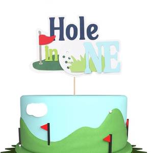 lot 18153 image: Hole in One Cake Topper, Golf 1st Birthday Cake Decorations Golf First Birthday Cake Toppers with Cart Flag for Golf Theme Party Supplies