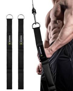 lot 18166 image: MANUEKLEAR Tricep Rope Cable Attachment Handles, Greater Range of Motion, Tricep Pull Down Rope for Push Downs, Crunches, Facepulls for Professional Gym (Black 2pcs)