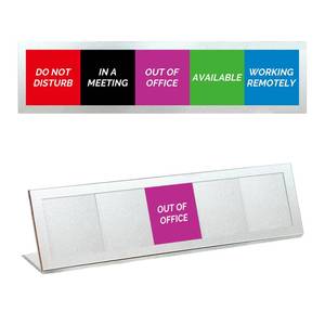lot 18172 image: Office Do Not Disturb Available Slider Sign,Do Not DisturbAvailableOut of Officein a MeetingWorking Remotely Indicator, Privacy Door Sign That Lets Others Know Whether Youre Unavailable Or Not For Business-Silver,11 x 2.7 inches