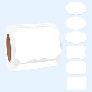 lot 18177 image: Yeachlaing White Labels - 250 PCS 3 x 2 Fancy Shape Stickers for Storage Box or Food Jars