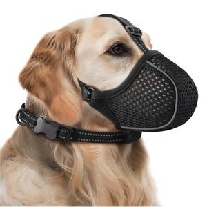 lot 18190 image: BONTHEE Dog Muzzle,Soft Nylon Muzzles Anti Biting Barking Chewing,Breathable Reflective Adjustable Loop Pets for Small Medium Large Sized Dogs,Allows Panting and Drinking(Black M)