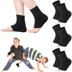 lot 18191 image: Tarpop 3 Pair Ankle Compression Sleeves for Kids Ankle Brace Compression Sleeves Foot Arch Sock for Girls Sports Running Dance Fitness Gymnastics(Black,Medium)