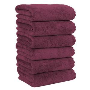 lot 18193 image: MOONQUEEN 6 Pack Premium Hand Towels - Quick Drying - Microfiber Coral Velvet Highly Absorbent Towels - Multipurpose Use as Hotel, Bathroom, Shower, Spa, Hand Towel 16 x 28 inches (Burgundy)