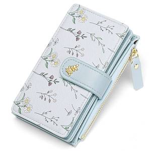 lot 18198 image: GAEKEAO Wallets for Women RFID Blocking Medium Bifold Ladies Wallet Vegan Leather Floral Card Holder Purse Zipper Coin Pocket