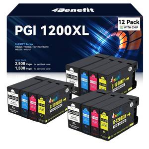 lot 18216 image: PGI-1200XL Ink Cartridges 12-Pack Replacement for Canon 1200XL Ink Cartridges PGI-1200 PGI1200XL for Maxify MB2720 MB2120 MB2020 MB2050 MB2320 MB 2720 2120 Printer (3Black, 3Cyan, 3Magenta, 3Yellow)