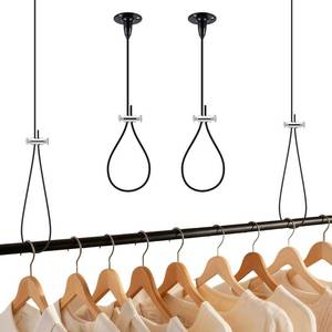 lot 18219 image: Otoolling 2 Pcs Ceiling Support for Closet Rod Adjustable 60�� Ceiling Suspension Holder for Curved, L-shaped & Straight Clothes Rails Stainless Steel Ceilings Support Closet Bracket Assembly