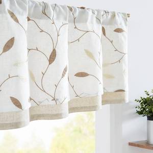 lot 18222 image: jinchan White Sheer Valance for Window Gold Leaf Embroidered Valance Light Filtering Voile Window Treatment for Living Room Kitchen Farmhouse Rustic Double Layer Curtain 18 Inch Rod Pocket 1 Panel
