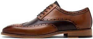 lot 19133 image: Jousen Mens Dress Shoes Leather Oxford Derby Shoe Formal Brogue Wingtip Dress Shoes for Men(AMY9045 Blockbrown 12)