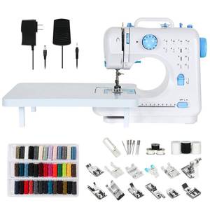 lot 19136 image: Sewing Machine for Beginners, Portable Mini Sewing Machine with 13 Replaceable Presser Feets, Built-in 12 Stitches, Extension Table, 39 Colors Thread, Reverse Sewing, 2 Speed Foot Pedal, Sewing Kit