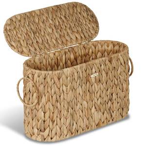 lot 19139 image: efluky Toilet Paper Storage Basket, Water Hyacinth Slim Toilet Paper Holder with Lid- Holds Up to 9 Mega Rolls, Home Bathroom Decor Organizer