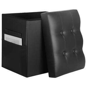 lot 19144 image: Storage Ottoman Foot Rest Stool with Thicker Foam Padded Seat. Slim Tall Folding Leather Small Ottoman with Storage Furniture for Dorm Living Room Bedroom Coffee Table 350 lbs, 17x13x17in, Black (cosmetic damage on corner)