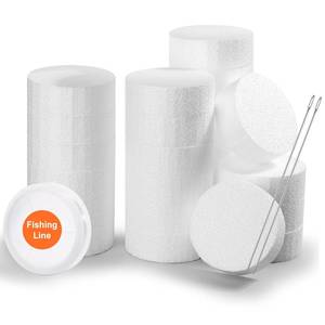 lot 19176 image: 18 PCs Craft Foam Circles 3 Inch Foam Discs Round Polystyrene Circles with Fishing Line, Needles for Jumbo Friendship Bracelet Banners Birthday Decoration DIY Projects