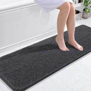 lot 19218 image: OLANLY Bathroom Rugs 59x20, Extra Soft Absorbent Chenille Bath Rugs, Rubber Backing Quick Dry, Machine Washable Bath Mats for Bathroom Floor, Tub and Shower, Home Decor Accessories, Dark Grey