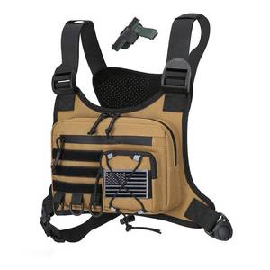 lot 19220 image: koculemi Outdoor Sports Chest Bag for Men, Chest Vest Holster Fits Most Pistols, Adjustable EDC Travel Chest Pack for Running, Hiking, Workouts (Khaki)