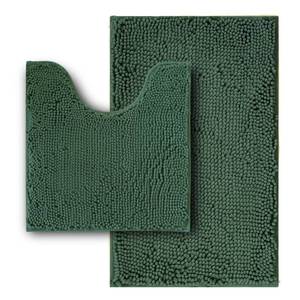 lot 19269 image: Flotstiga Bathroom Rugs Sets 2 Piece,Super Absorbent Soft,Thick,Machine Washable Chenille Bath Mat,Non Slip Toilet Floor Rug,Bath Mats for Bathroom,20x32 Plus 20x20 U Shape,Dark Green
