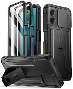 lot 20204 image: Poetic Revolution Case for Motorola Moto G 5G 2024, Slide Camera Cover, Full-Body Military Grade Rugged Shockproof Cover with Kickstand and Built-in-Screen Protector, Black